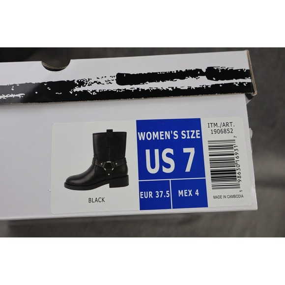 Dv Boots Womens Size 7 Black Biker Mid-Calf Zip Faux Leather Studded Straps - Picture 5 of 5